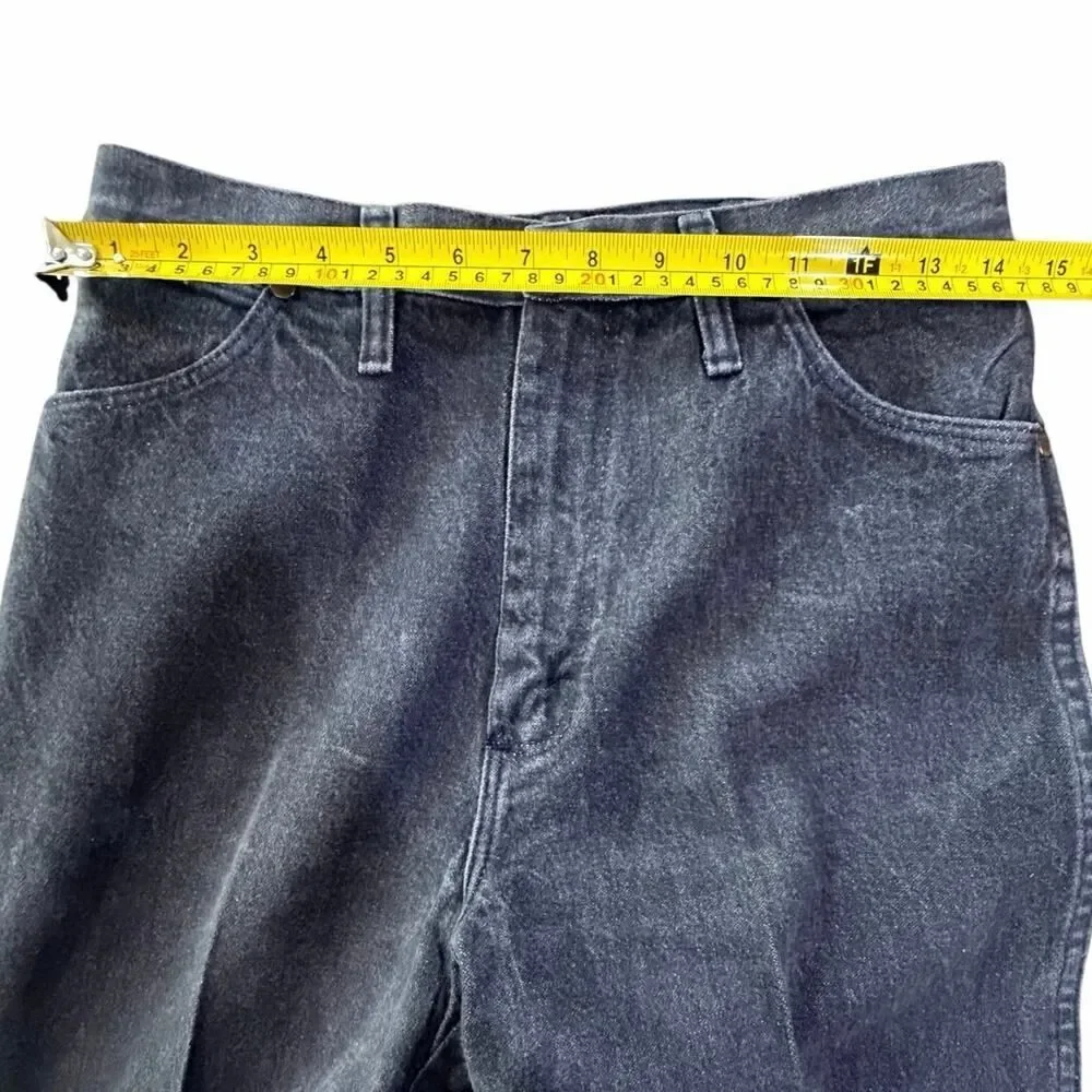 Vintage 90s Wrangler Jeans Black Faded Denim USA Made Cowboy Cut Mens 29x32 EUC